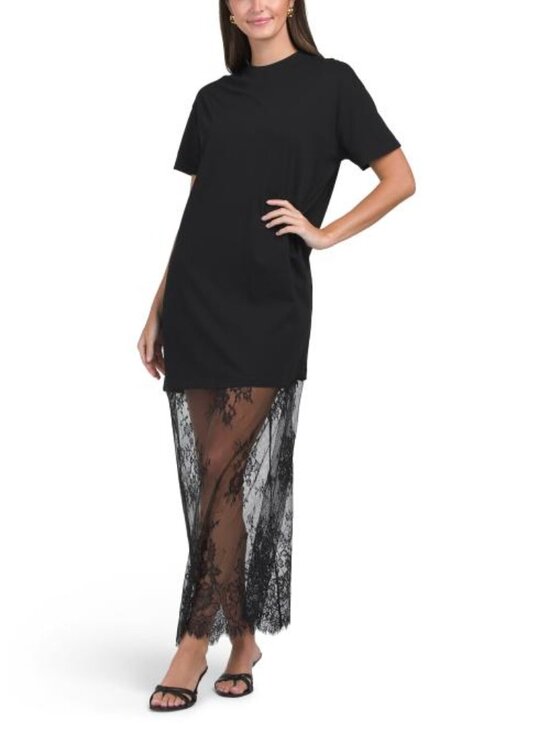 White Closet Dresses & Skirts - WHITE CLOSET Short Sleeve Lace Hem Dress